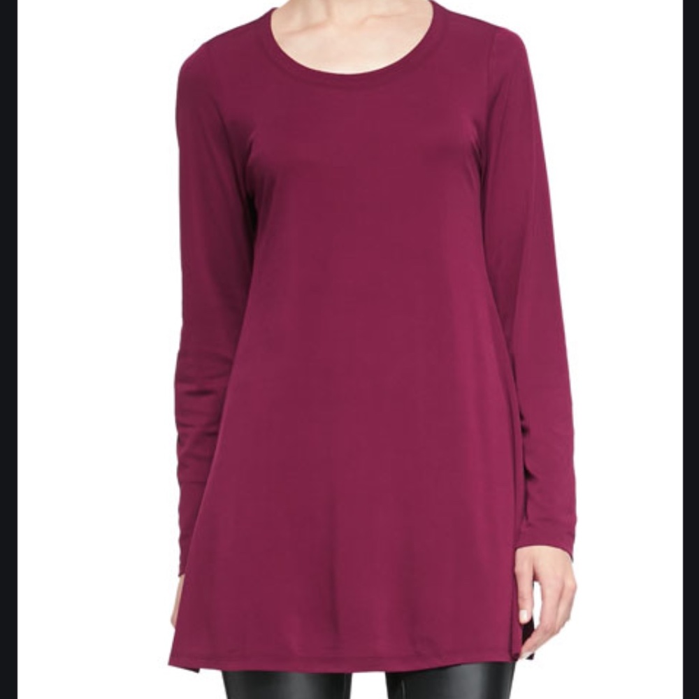 Cranberry Red Stretch SILK JERSEY Tunic, Size Medium, NWT